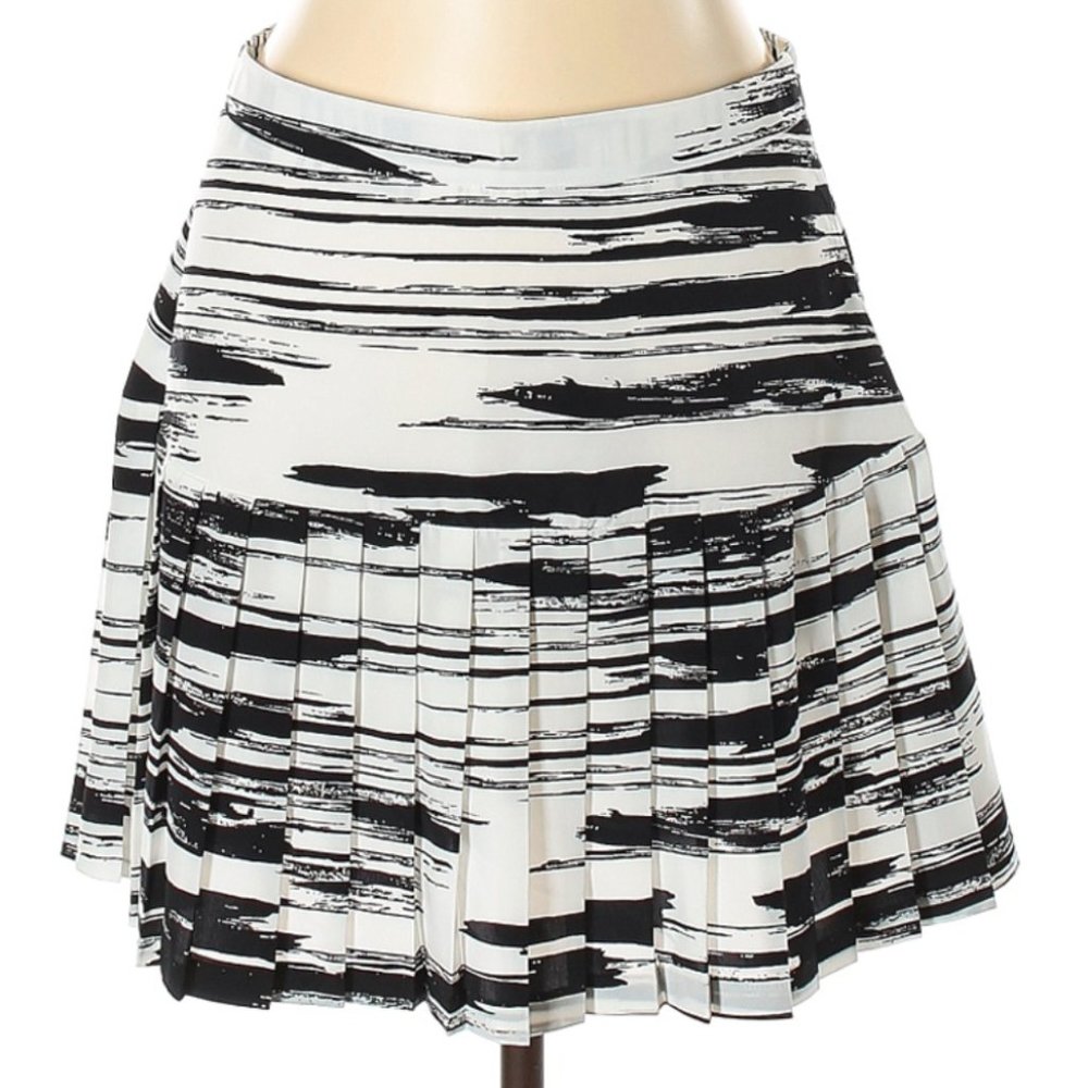 NWT! Banana Republic Black White Pleated Skirt 10